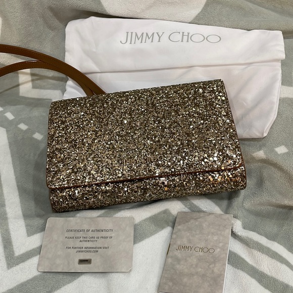SOLD Jimmy Choo Aarna Clutch Antique Gold - Picture 1 of 10